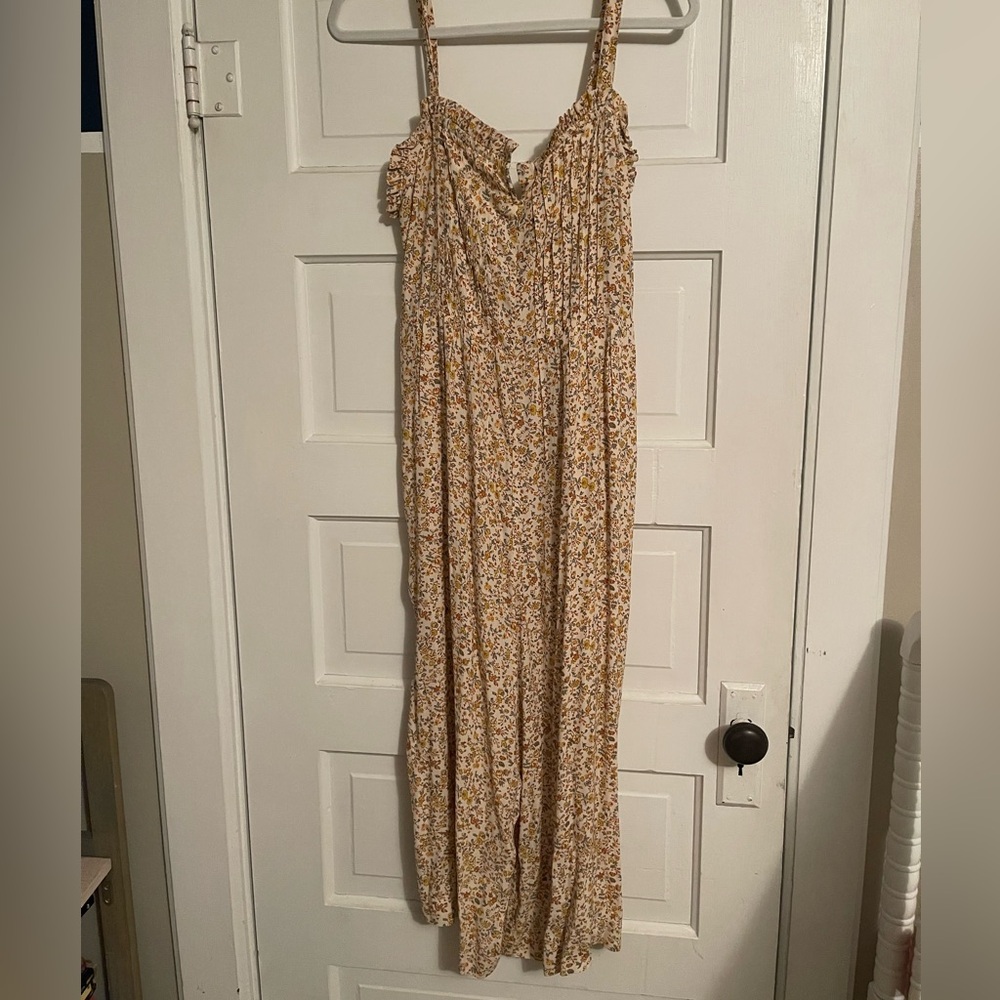 Madewell Floral Jumpsuit ruffle pintuck viscose